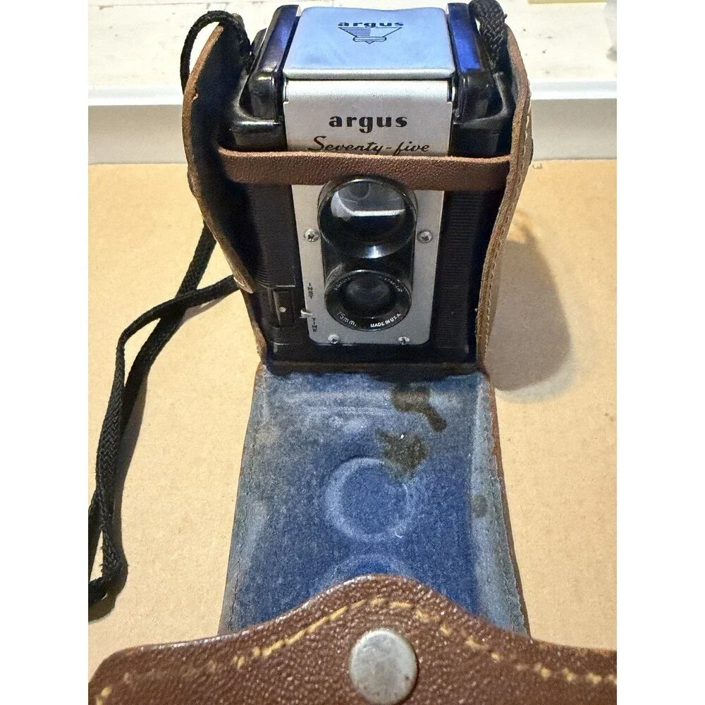 Vintage Argus 75 Camera Seventy Five, With Original Leather Case + Strap